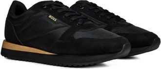 HUGO BOSS Mens Kai Runn Trainers in Black/Gold - Size UK 10