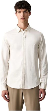 A|X Armani Exchange Slim Fit Button Up Shirt - Heren - Casual Overhemden - Beige - S - Katoen - Overhemden