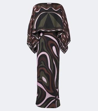 Pucci Marmo and Dune caped silk twill gown