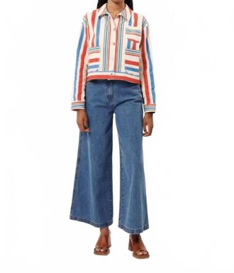 FRNCH Classic Americana Stripe Jacket In White