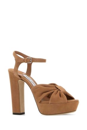 Jimmy Choo London Womens Camel Suede Heloise 120 Sandals Toffee Sandali