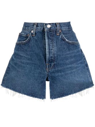 A Gold E Parker raw-cut denim shorts - Blue