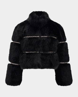 Gorski Faux-Fur Fox Rhinestoned Jacket