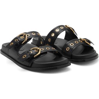 Mango Buckle Slide Sandal in Black at Nordstrom, Size 8.5Us