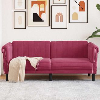vidaXL Sof&aacute; De 2 Plazas Terciopelo Rojo Tinto Vidaxl