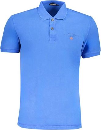 Napapijri Blauw Katoenen Poloshirt met Logo - Heren - Polos - Blauw - M - Katoen - Tops