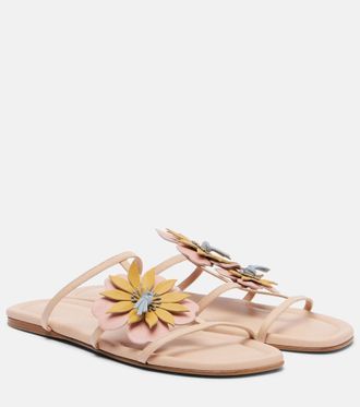 Zimmermann Lilia floral-appliqu&eacute; leather sandals