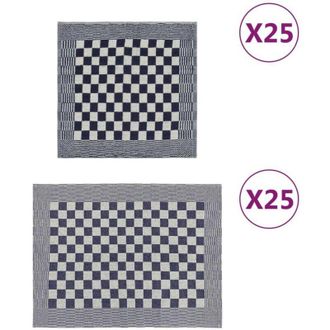vidaXL Juego De Pa&ntilde;os 50 Unidades Algod&oacute;n Azul Y Blanco Vidaxl