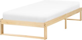 Beliani Cama Con Somier Estilo Minimalista De Madera De Pino 90 X 200 Cm Sin Cabecero Marr&oacute;n Claro Talairan