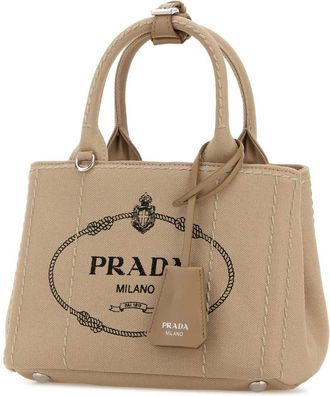 Prada Womens Jardini&eacute;re Top Handle Bag Beige Fabric