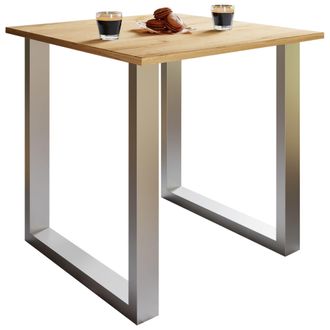 ebuy24 Mesa De Madera Vcm Al. 76 X An. 80 X P. 80 Cmbase S&oacute;lida Y De Alta Calidad Pies De Hierro Mesa De Cocina - Xona U (plata / Roble De Miel)