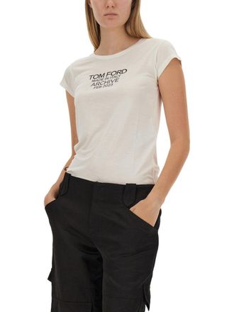 Tom Ford Logo Silk T-Shirt - White