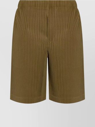 Homme Pliss&eacute; Issey Miyake waistband pleated knee-length trousers