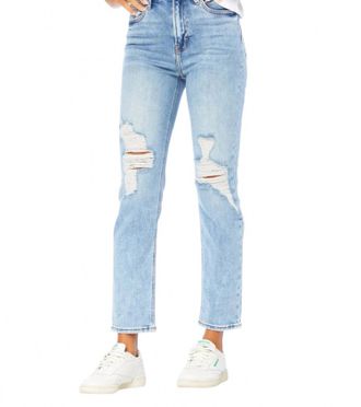 Hidden Jeans Zoey Basic Distressed Mom Jean In Medium Wash