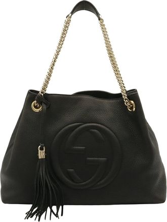 Gucci Black Leather Shoulder Bag Tote Bag (Pre-Owned)