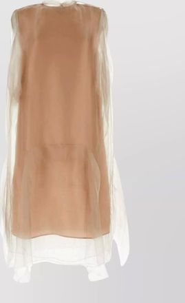 Prada sheer overlay layered round neckline dress