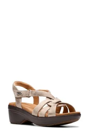 Clarks Tuleah Cross Sandal in Metallic Leather at Nordstrom Rack, Size 10