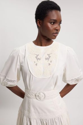 Karen Millen Womens Poplin Belted Midi Dress - White Cotton - Size 12 UK