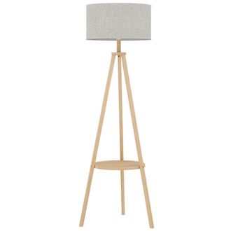 HOMCOM L&aacute;mpara de pie 48x48x153 cm gris y natural