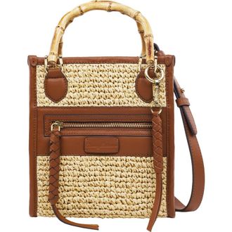 Tommy Bahama Leather and Raffia Handle Tote in Cognac at Nordstrom