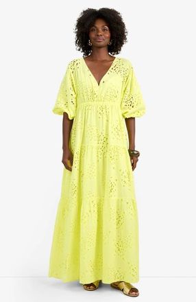 Trina Turk Arco Iris Cotton Eyelet Dress in Citrus at Nordstrom, Size Xx-Large