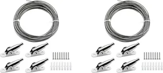 OEM 2 X 10 M Cable De Acero Inoxidable Recubierto Con Cuerda De Acero De 2 Mm, Cuerda Ajustable Para Cortinas, Cuerda Para Colgar Con Clips De Montaje