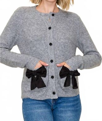 Staccato Bow Accent Sweater In Grey
