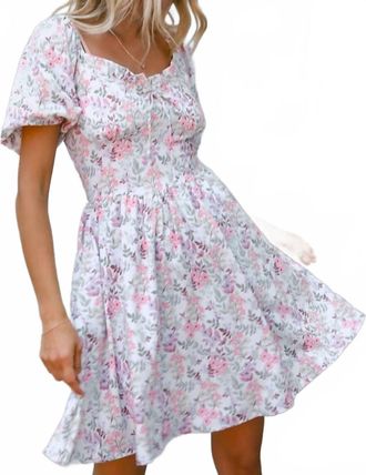 Greek Archaic Kori Sweetheart Smocked Floral Dress In Multi