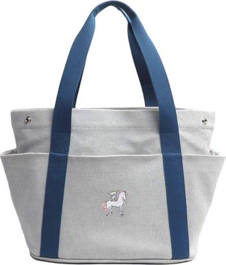 Herm&egrave;s Blue Gray Toile H Tote Bag (Pre-Owned)
