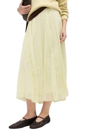 M&S Collection Crinkle Midi Skirt in Yellow at Nordstrom, Size 12