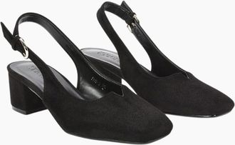XY London Womens XY London Womens/Ladies Elowen Sling Back Mid Block Heel Court Shoes - Black - Size: 4