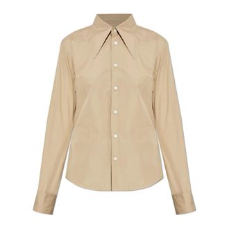 Ami Shirts, female, Beige, Size: 3XS Cotton Shirt