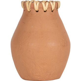 Foreside Home And Garden Terracotta & Cane Weave Vase in Orange at Nordstrom