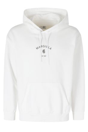 Maison Margiela White Front-Printed Hooded Cotton Sweatshirt