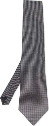 BOSS pre-owned geometric-pattern tie - men - Silk - One Size - Grey