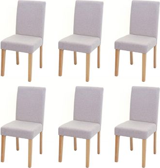 Hhg Hhg - Juego De 6 Sillas De Comedor Silla De Cocina Littau, Textil, Crema-beige, Patas Claras