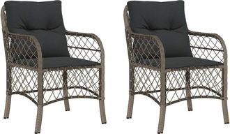 vidaXL Vidaxl - Sillones De Jard&iacute;n Con Cojines 2 Uds Rat&aacute;n Sint&eacute;tico Gris