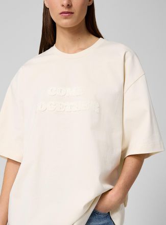 Stella McCartney Womens Come Together boucl&eacute; slogan T-shirt