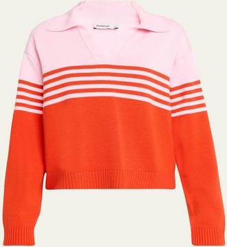 SIMKHAI Jules Stripe Polo Sweater