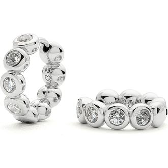 Missoma Tennis Cubic Zirconia Huggie Hoop Earrings in Silver at Nordstrom