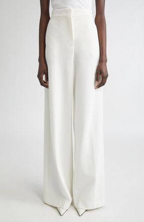 Max Mara Ponte Knit Wide Leg Pants in White at Nordstrom, Size 12