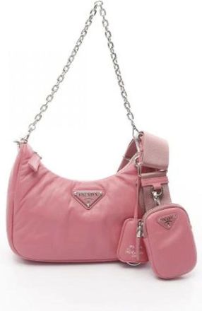 Prada Pre-owned Shoulder Bags, female, Pink, Size: ONE SIZE Pre-owned Leather prada-bags