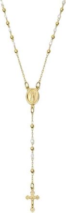 The M Jewelers NY The Pearl Mary Rosary Cross Pendant Necklace in Gold at Nordstrom