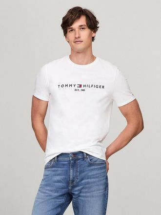 Tommy Hilfiger Mens Embroidered Tommy Logo Slim Fit T-Shirt - White - XXL