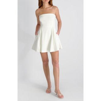 French Connection Whisper Foldover Pleated Strapless Minidress in Summer White at Nordstrom, Size 14
