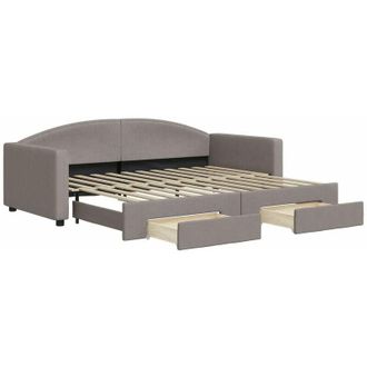 vidaXL Sof&aacute; Cama Nido Con Cajones Tela Gris Taupe 90x200 Cm Vidaxl