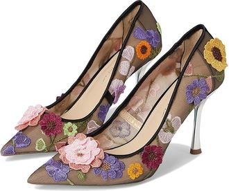 Blue by Betsey Johnson Aimey High Womens Heels Black Floral : 8.5 M, Leather/Rubber