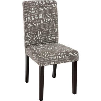 Hhg Hhg - Nunca Usado] Juego De 2 Sillas De Comedor Silla De Cocina Littau, Textil Con Letras, Gris, Patas Oscuras