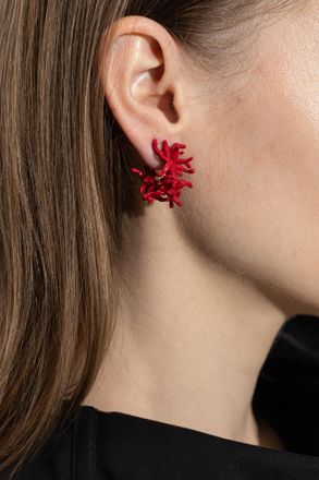 Bottega Veneta Hoop Earrings, Womens, Red