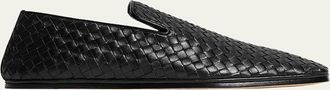 Bottega Veneta Mens Palazzo Intrecciato Leather Square-Toe Slippers